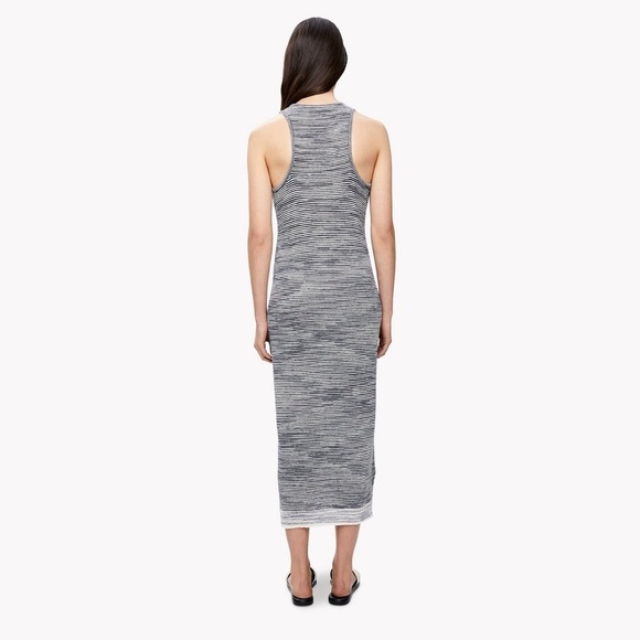 Theory Space-Dye Tank Racerback Midi Dress Blue and White Sz Small - Picture 3 of 13